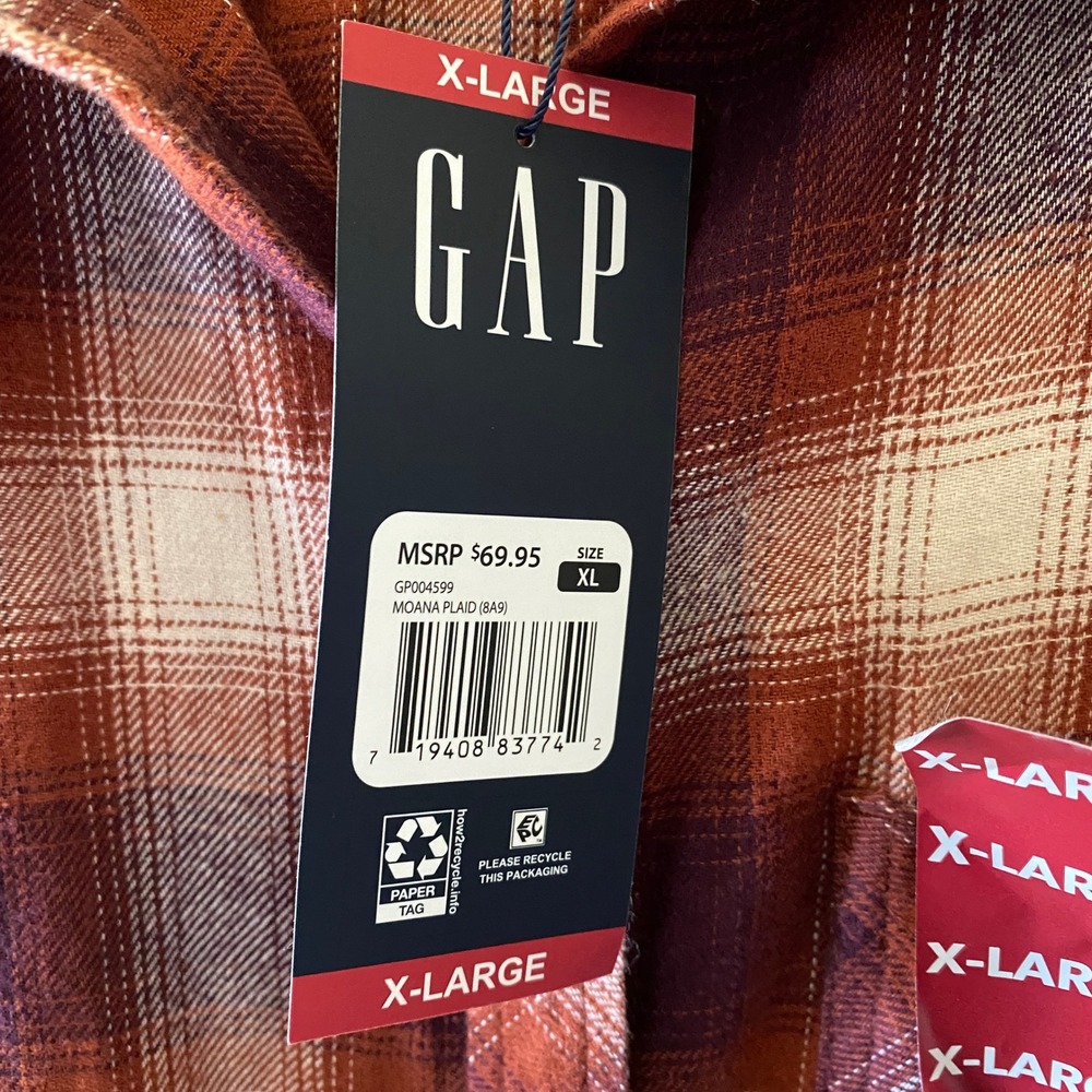 Gap Women's Long-Sleeved Button-Down Flannel Top Size XL Relaxed Fit Plaid NWT - Picture 6 of 8